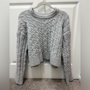 Cozy Gray Cable Knit Sweater